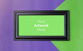 Horizontal Wooden Frame Mockup with Purple and Green Color paper Background
