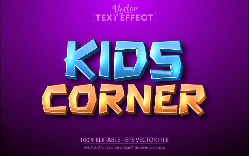 Kids Corner - Editable Text Effect, Cartoon Text Style, Graphics Illustration