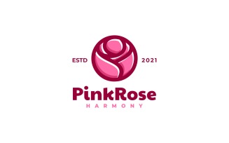 Pink Rose Simple Mascot Logo