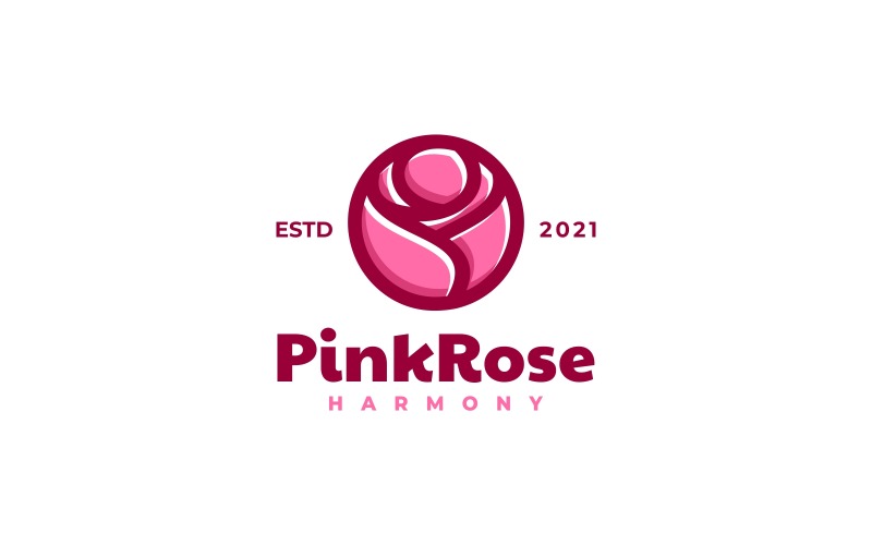 Pink Rose Simple Mascot Logo Logo Template