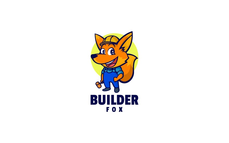 Builder Fox Cartoon Logo Style Logo Template