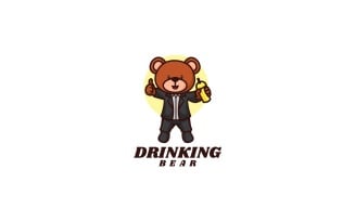 Drinking Bear Cartoon Logo