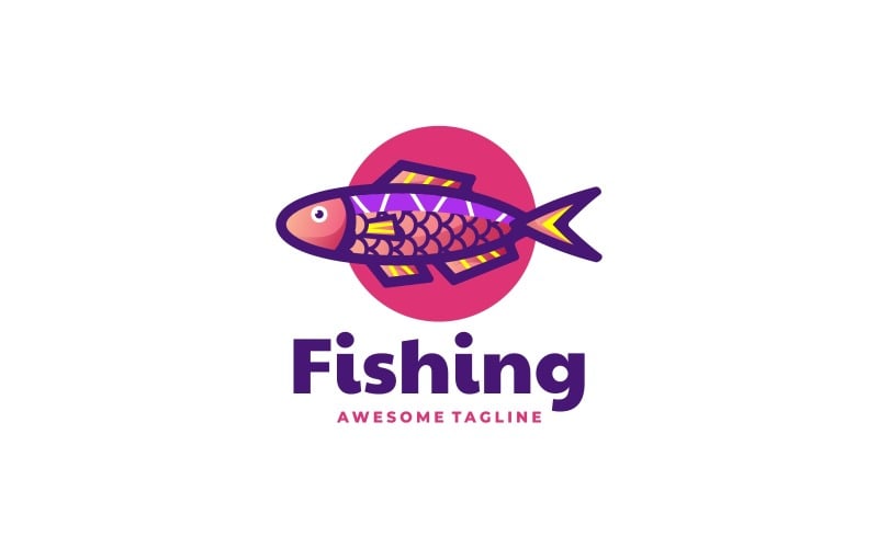 Fishing Gradient Mascot Logo Logo Template