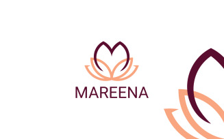 Flower M letter Logo Design Template