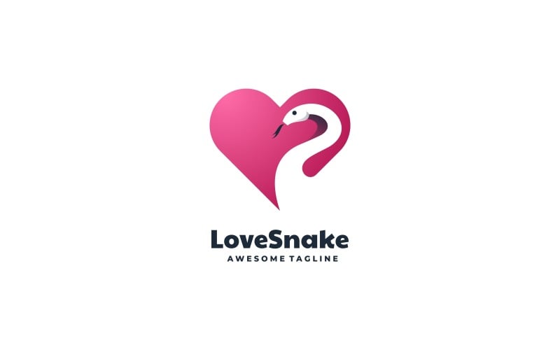 Love Snake Negative Space Logo Logo Template