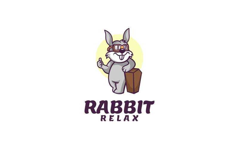 Rabbit Relax Simple Mascot Logo Logo Template