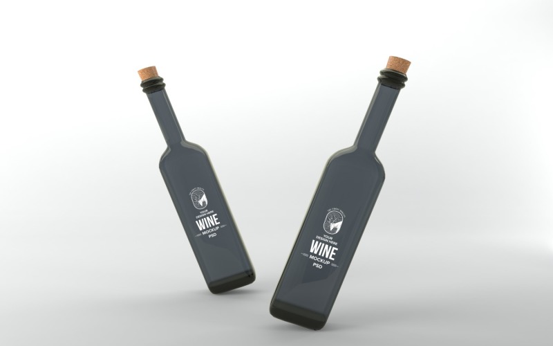 3d render of a Wine Two bottle Mockup with a cork lid isolated on white background Product Mockup