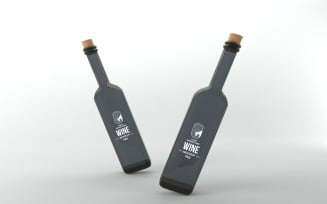 3d render of a Wine Two bottle Mockup with a cork lid isolated on white background