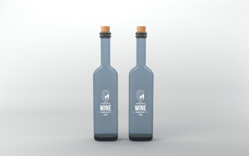 3d render of blue Two bottles Mockup with cork lids isolated on white background Product Mockup