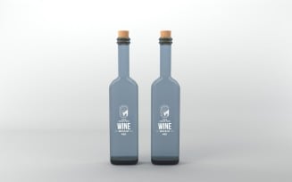 3d render of blue Two bottles Mockup with cork lids isolated on white background