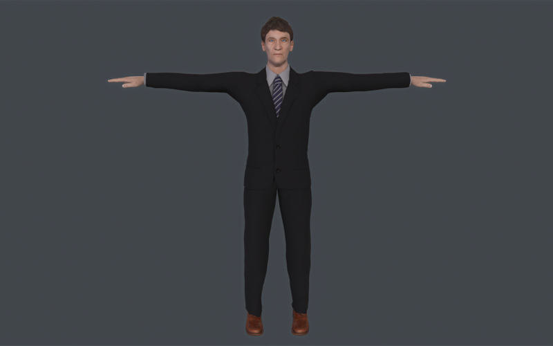 Old Classic Man Low Poly 3D Model