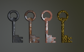 Old Keys Low Poly 3D Model
