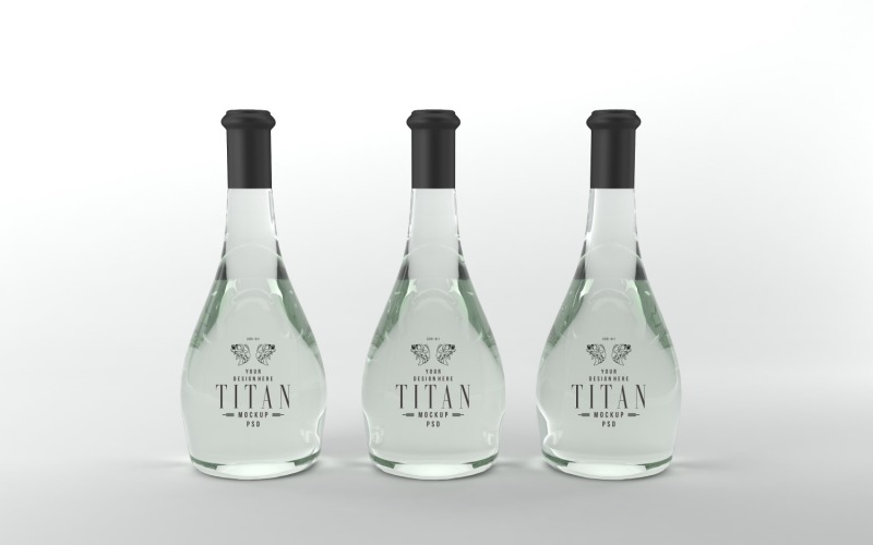 Titan 3D render of a Three bottle isolated on a white background Product Mockup