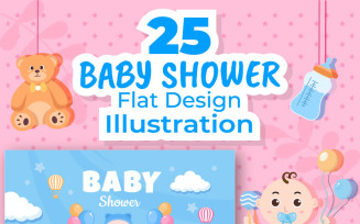 25 Baby Shower Little Boy or Girl Illustration