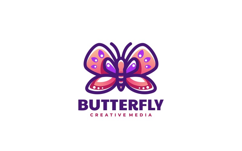 Butterfly Color Mascot Gradient Logo Logo Template