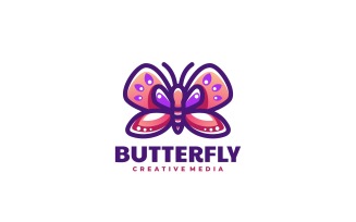 Butterfly Color Mascot Gradient Logo