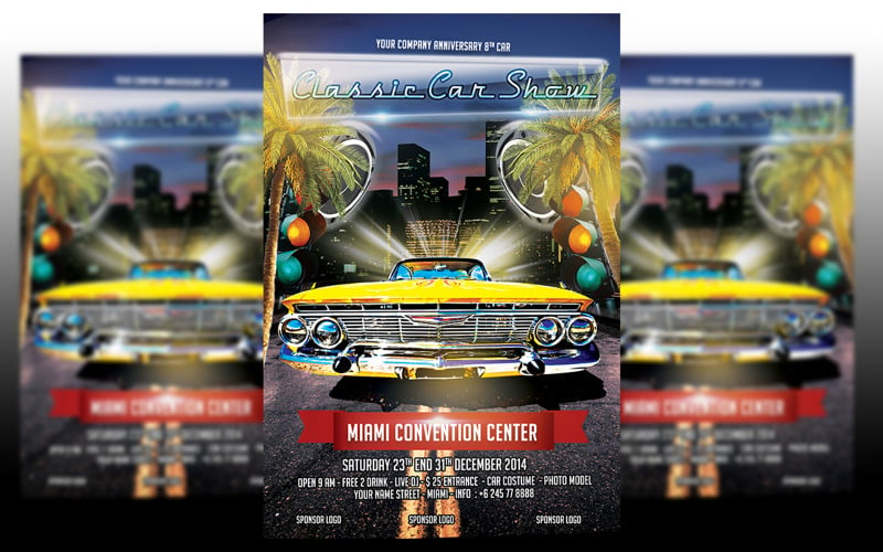 Classic Car Show Flyer Template Corporate Identity
