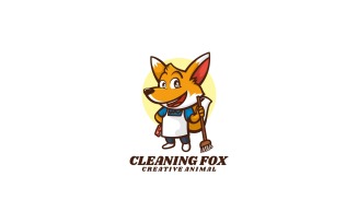 Cleaning Fox Cartoon Logo