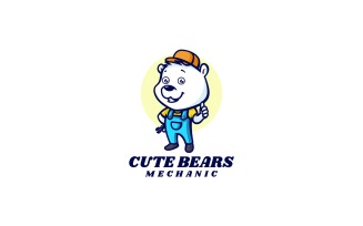 Cute Bear Mechanic Cartoon Logo
