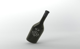 3d render of a black long bottle Mockup isolated on white background Template