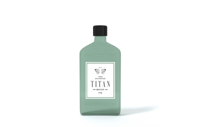 3d render of a clear Titan bottle with a black cap isolated on gray background Product Mockup