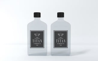 3d render of clear Titan Two bottles with black caps isolated on gray background