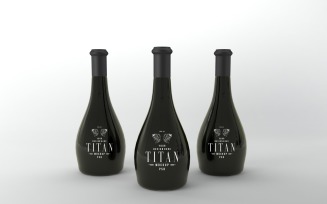 3d render of Titan black long Three bottles isolated on white background