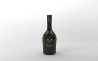 3D rendering of a Titan black wine bottle isolated in the light background
