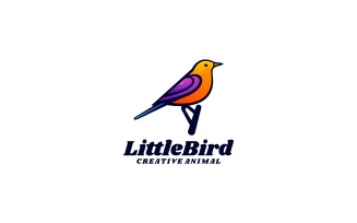 Little Bird Mascot Colorful Logo