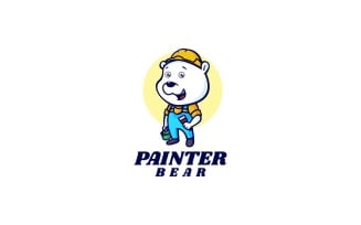 Painter Bear Cartoon Logo