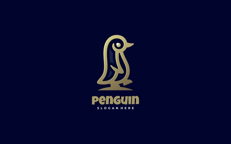 Penguin Luxury Line Art Logo Logo Template