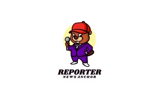 Reporter Beaver Cartoon Logo