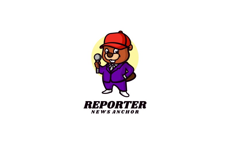 Reporter Beaver Cartoon Logo Logo Template