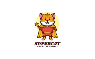 Super Cat Cartoon Logo Style