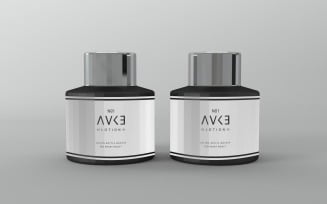 a black perfume Two bottle Mockup isolated on gray background