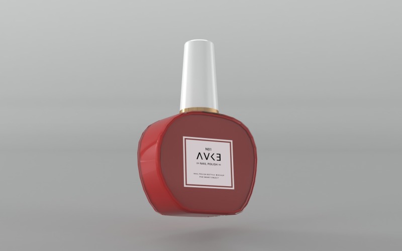 3d render of a decorative Nail Polish bottle isolated on gray background Product Mockup