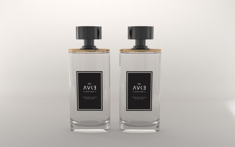 3d render of clear Two bottle with a black cap isolated on white background Product Mockup