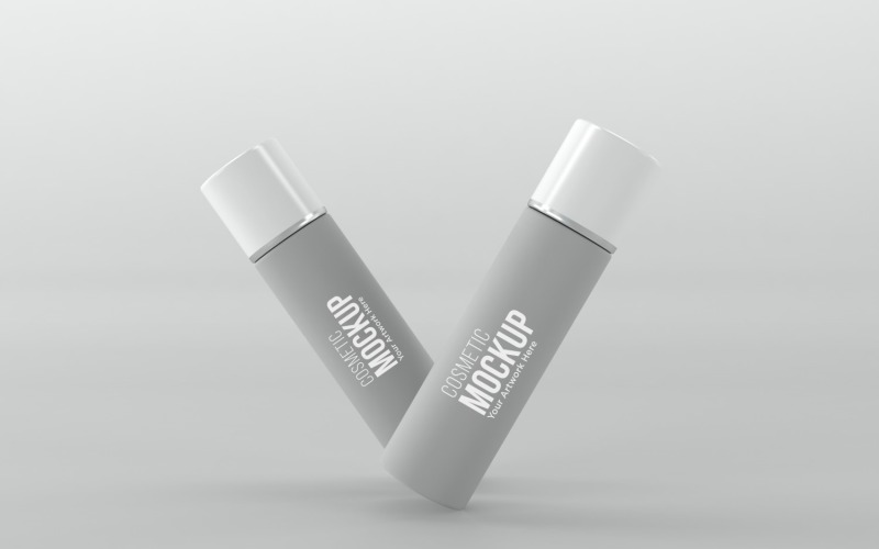 3d render of roller bottles isolated on gray background Product Mockup