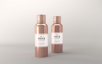 3d render of shiny Lotion Two bottles Mockup isolated on gray background