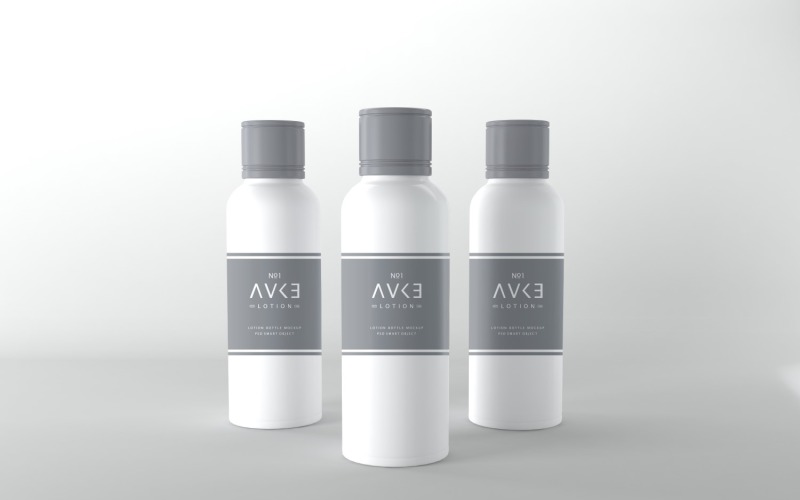 3d render of white Three bottles Mockup isolated on white background Product Mockup