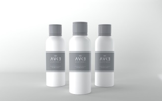 3d render of white Three bottles Mockup isolated on white background