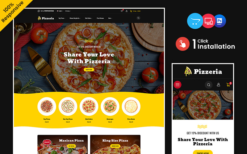 Pizzeria - Fast Food And Drink Multipurpose OpenCart Store OpenCart Template
