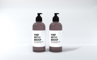 Pump Two bottles mockup with copy space isolated on white background