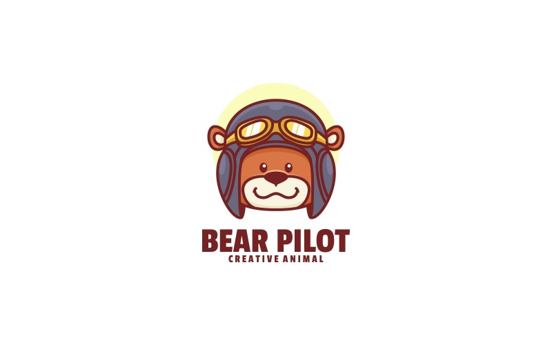 Bear Pilot Cartoon Logo Style Logo Template