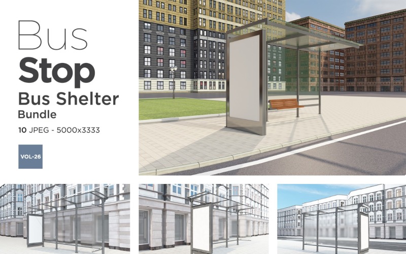 Bus Stop Bus Shelter Mockup Vol- 26 Product Mockup