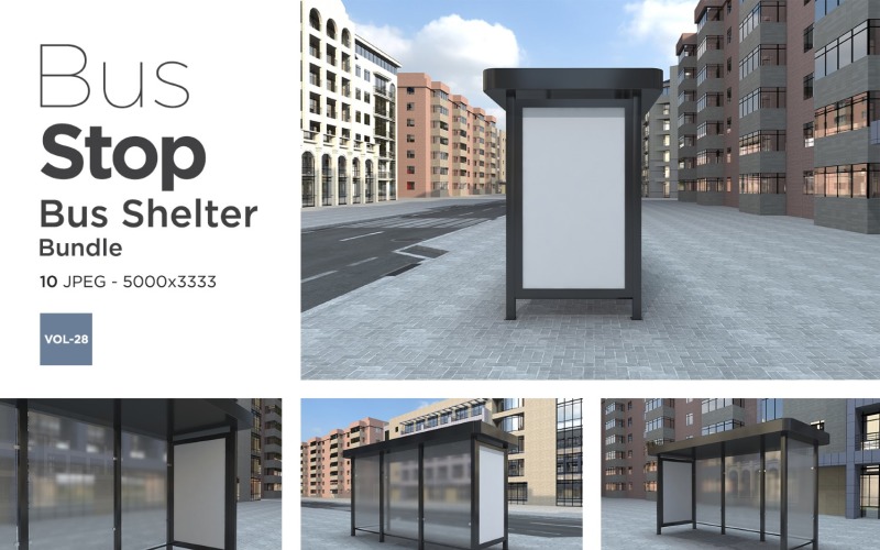 Bus Stop Bus Shelter Mockup Vol- 28 Product Mockup