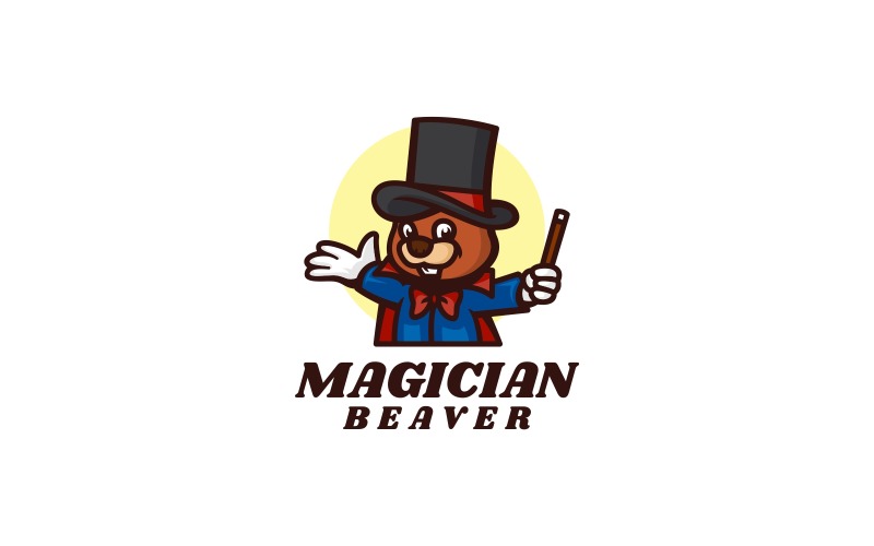 Magician Beaver Cartoon Logo Logo Template