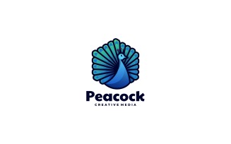 Peacock Gradient Line Art Logo