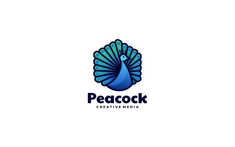 Peacock Gradient Line Art Logo Logo Template