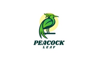 Peacock Leaf Simple Mascot Logo
